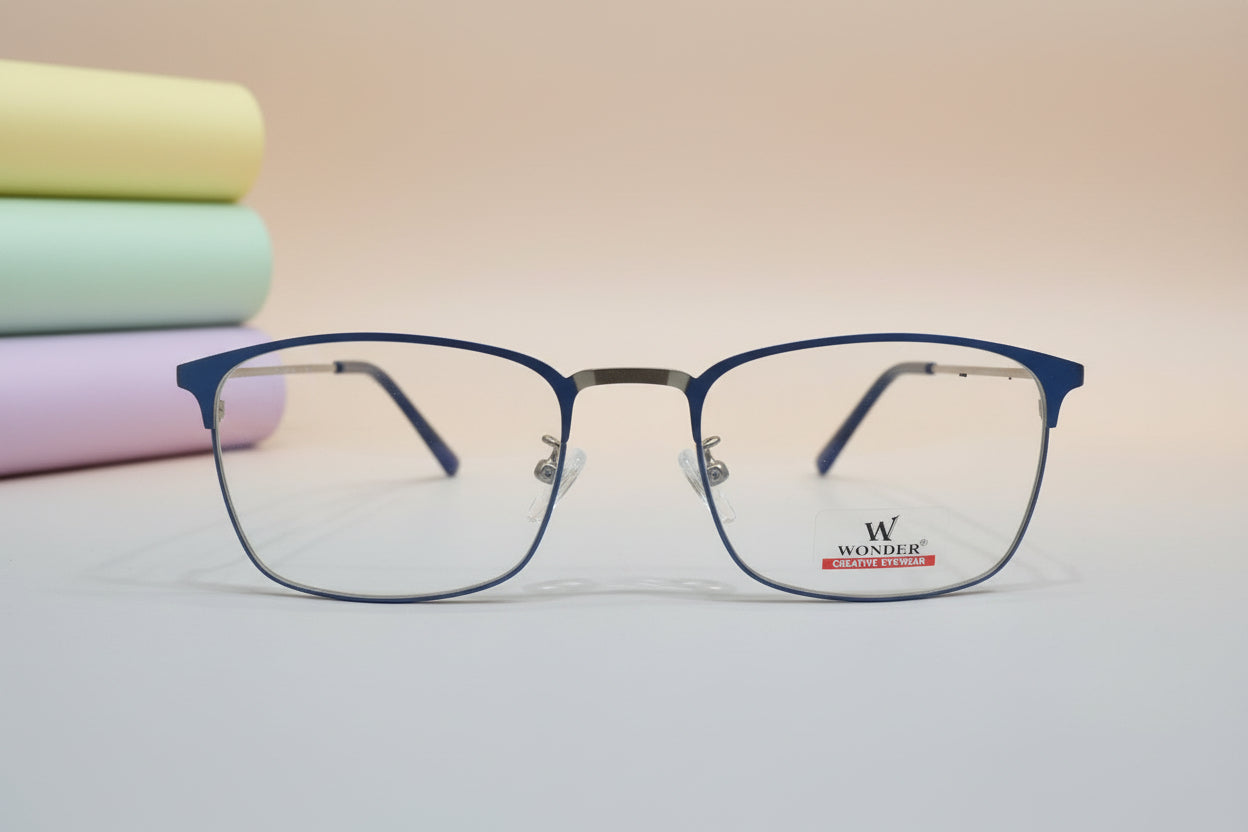 Wonder Rectangular Metal Eyeglasses – Lightweight Full-Rim Unisex Frame
