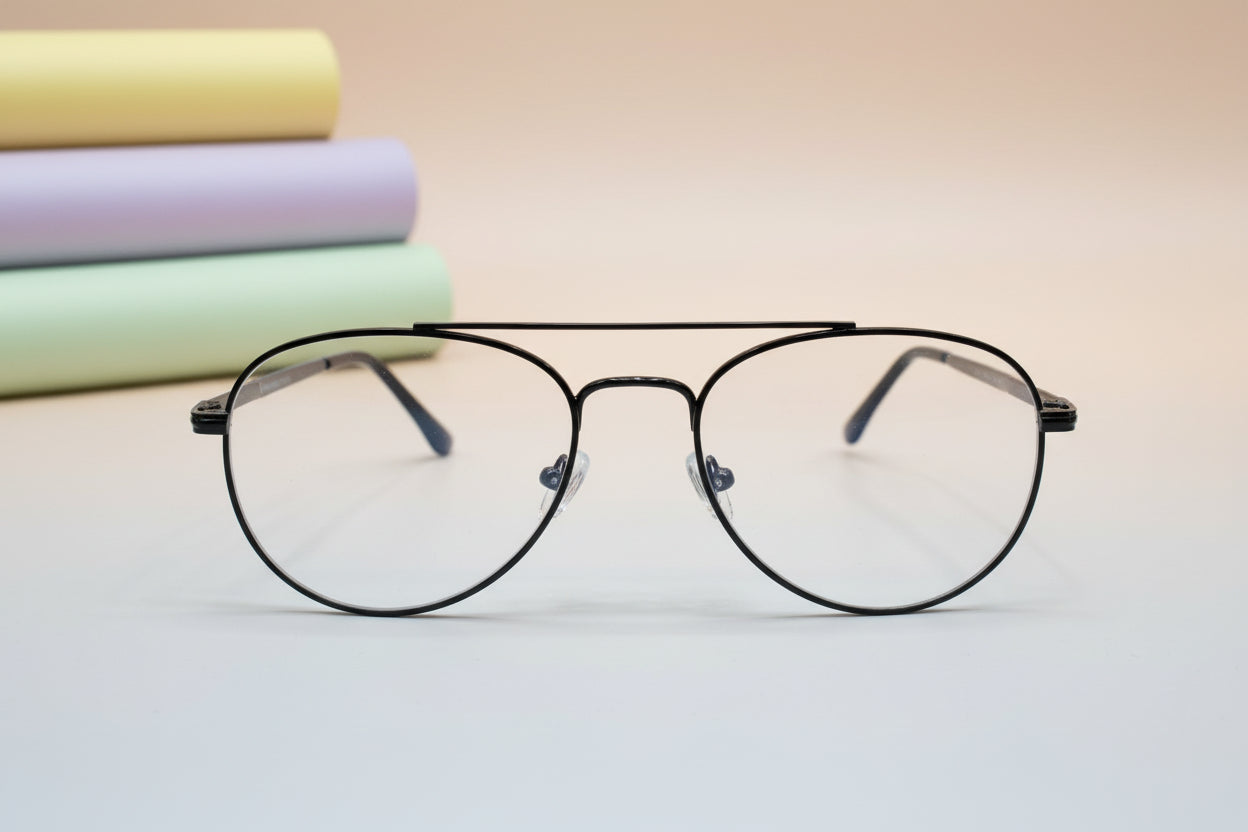 Classic Aviator Metal Eyeglasses – Lightweight Full-Rim Unisex Frame