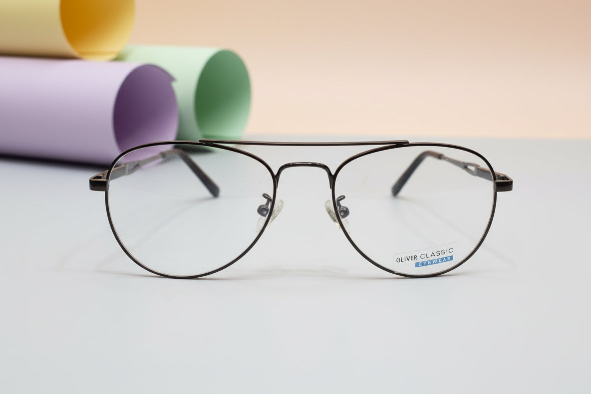 Oliver Classic Aviator Metal Eyeglasses – Lightweight Full-Rim Unisex Frame