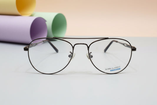 Oliver Classic Aviator Metal Eyeglasses – Lightweight Full-Rim Unisex Frame