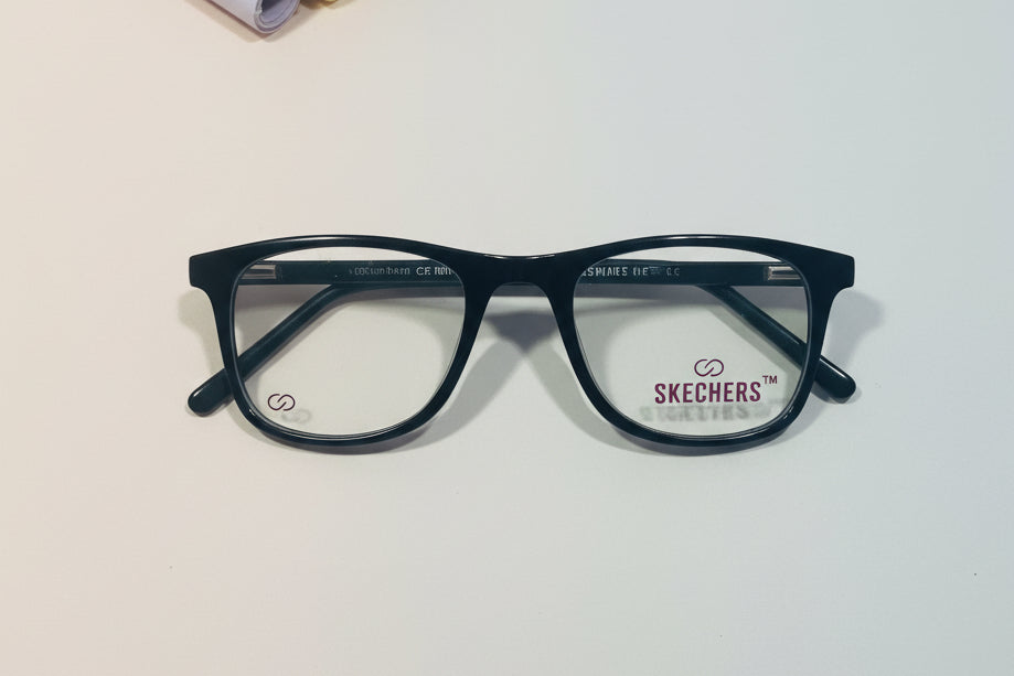 Skechers Black Square Eyeglasses – Lightweight Full-Rim Unisex Frame
