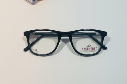 Skechers Black Square Eyeglasses – Lightweight Full-Rim Unisex Frame