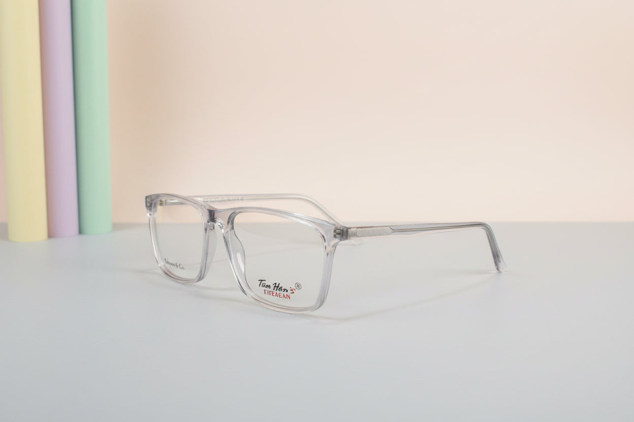 Tom Hans Transparent Clear Square Eyeglasses – Lightweight Full-Rim Unisex Frame
