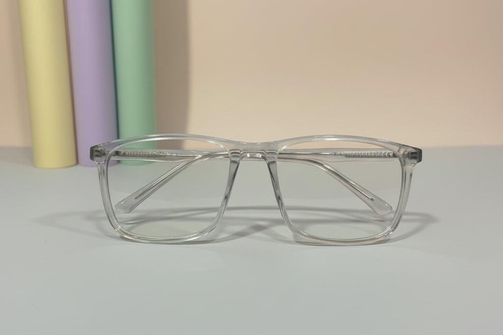 Tom Hans Transparent Clear Square Eyeglasses – Lightweight Full-Rim Unisex Frame