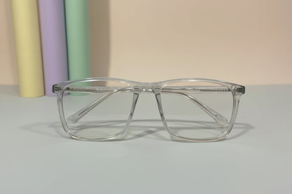 Tom Hans Transparent Clear Square Eyeglasses – Lightweight Full-Rim Unisex Frame
