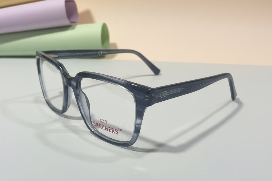 Skechers Black & Blue Square Eyeglasses – Lightweight Full-Rim Unisex Frame