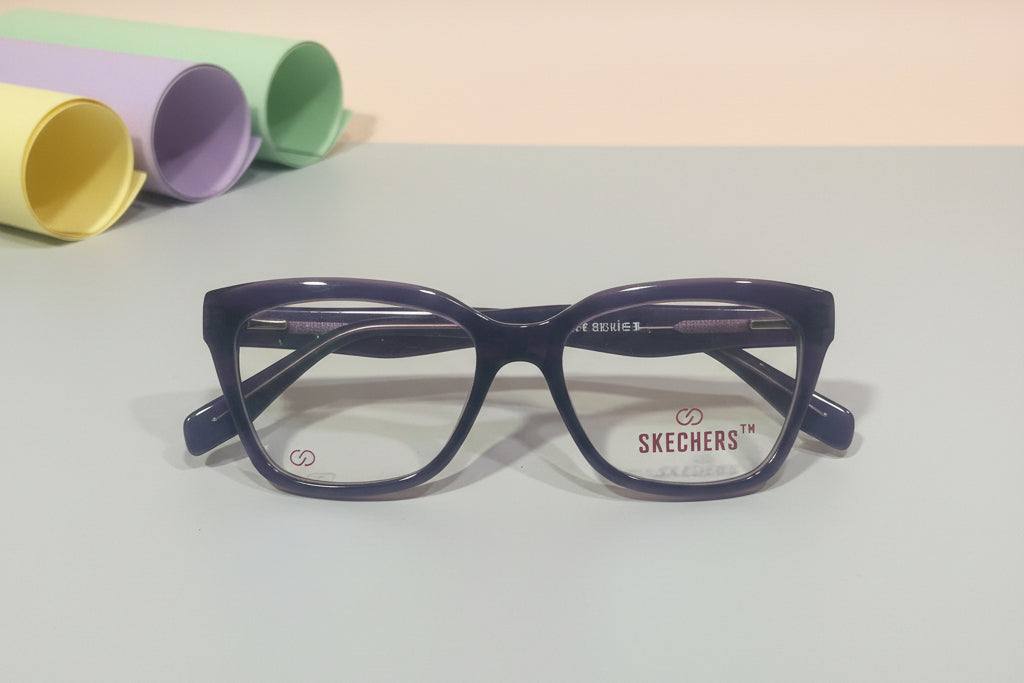 Skechers Black & Blue Square Eyeglasses – Lightweight Full-Rim Unisex Frame