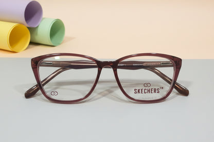 Skechers Wine Red Cat-Eye Eyeglasses – Lightweight Full-Rim Women’s Frame