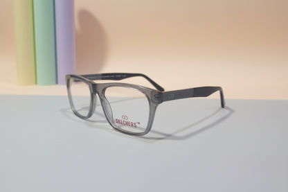 Skechers Transparent Grey Square Eyeglasses – Lightweight Full-Rim Unisex Frame