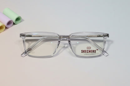 Skechers Crystal Clear Square Eyeglasses – Lightweight Full-Rim Unisex Frame