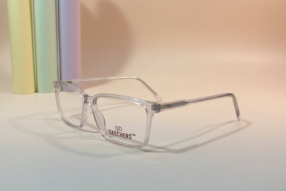 Skechers Crystal Clear Square Eyeglasses – Lightweight Full-Rim Unisex Frame