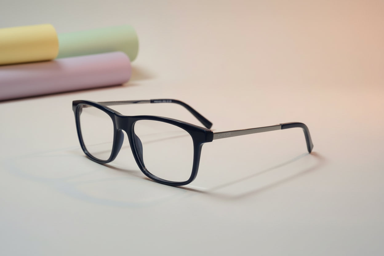 Hangten Navy Blue Rectangle Eyeglasses – Lightweight Full-Rim Unisex Frame