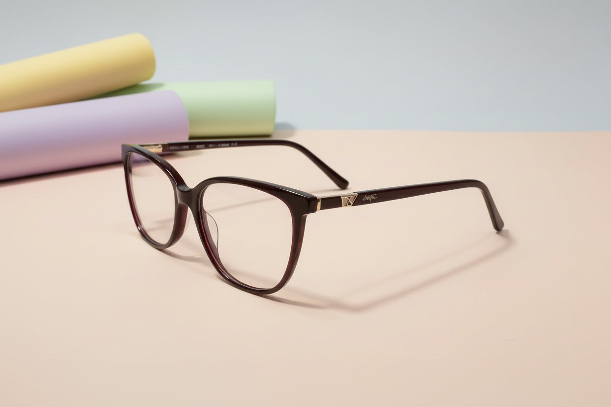 Hangten Burgundy Oval Eyeglasses – Lightweight Full-Rim Unisex Frame