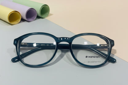 Hangten Teal Oval Eyeglasses – Lightweight Full-Rim Unisex Frame