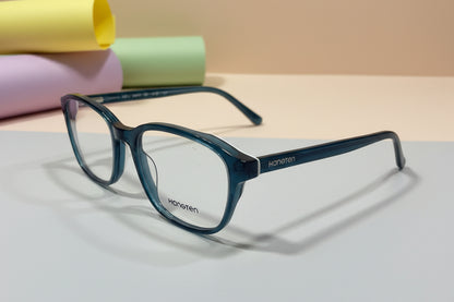 Hangten Teal Oval Eyeglasses – Lightweight Full-Rim Unisex Frame