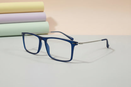 Hangten Blue Rectangular Eyeglasses – Lightweight Full-Rim Unisex Frame