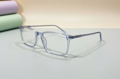 Hangten Transparent Blue Rectangular Eyeglasses – Lightweight Full-Rim Unisex Frame
