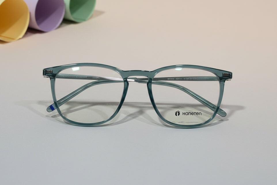 Hangten Transparent Grey Square Eyeglasses – Lightweight Full-Rim Unisex Frame