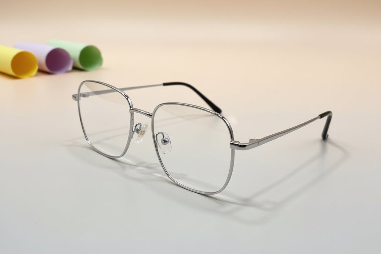 Gold Hexa Metal Eyeglasses – Lightweight Full-Rim Unisex Frame