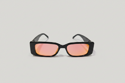 Stylish Rectangle Sunglasses for Kids – Black Frame with Pink Tinted Lenses