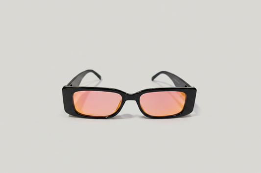 Stylish Rectangle Sunglasses for Kids – Black Frame with Pink Tinted Lenses