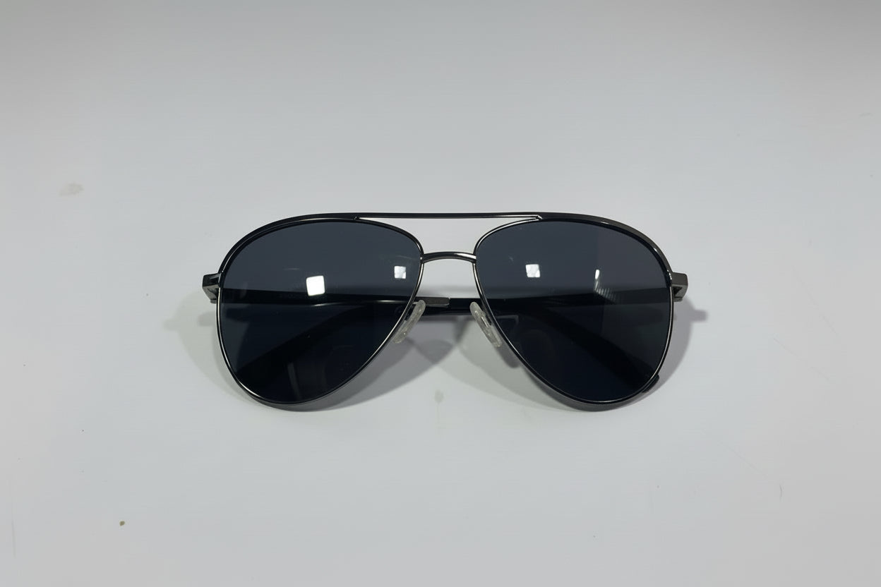 SANDPIPER Classic Aviator Sunglasses – Black Metal Frame with Dark Lenses