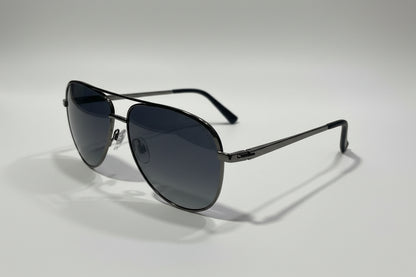 SANDPIPER Classic Aviator Sunglasses – Black Metal Frame with Dark Lenses