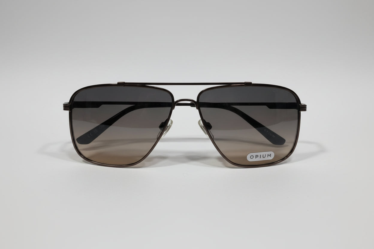 OPIUM Square Aviator Sunglasses – Gunmetal Frame with Gradient Smoke Lenses