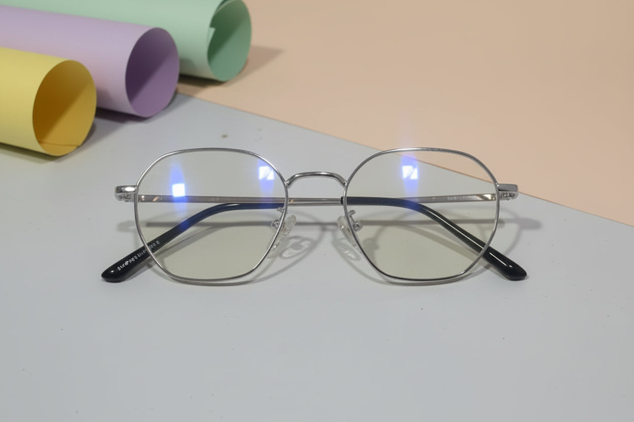 Gold Hexa Metal Eyeglasses – Lightweight Full-Rim Unisex Frame