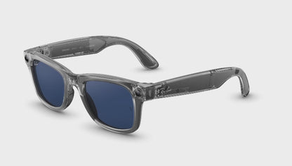 Rayban Meta Wayfarer (Gen 2) - Frame colour: Shiny Transparent Grey, Lens colour: Clear to Sapphire Transitions